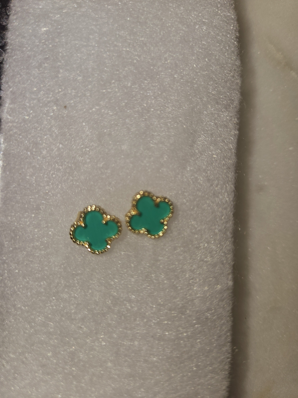 Gold-Tone Green Clover Stud Earrings